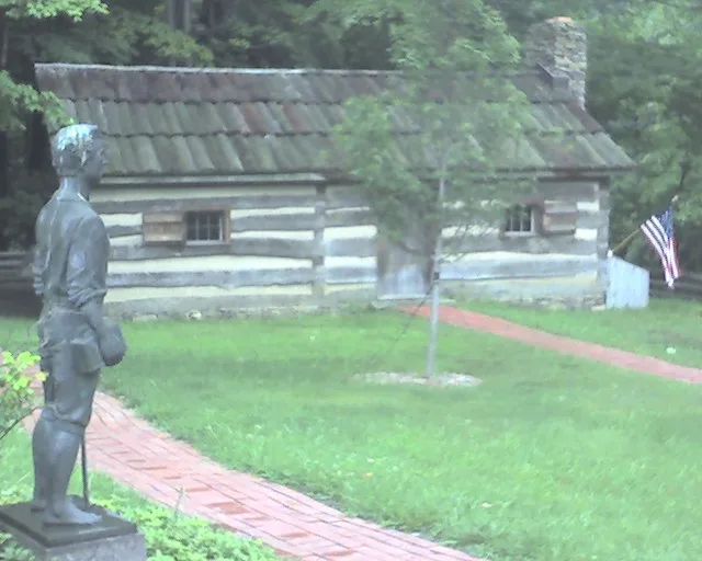 Moreland Hills, Ohio - President James Garfield birthplace - log cabin replica and statue