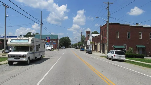 Looking west of Main Street (Ohio Highway 321) in Mowrystown, Ohio.