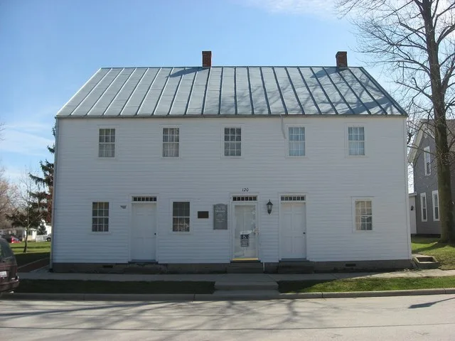Front of the William Luelleman House , located at 120 N. Main Street in New Bremen , Ohio , United States . Built in 1837 and today the home of the local historical society, it is...