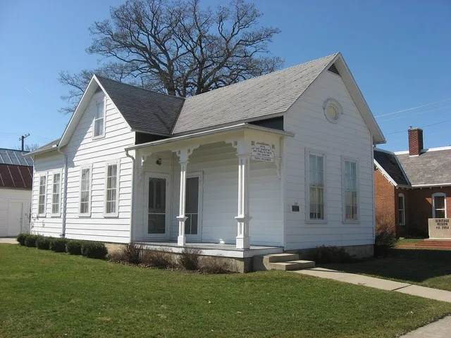 Front and side of the H.E. Fledderjohann House , located at 107 E. German Street in New Knoxville , Ohio , United States . Built in 1879 and today the home of the local historical...