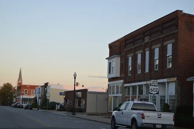 Looking eastward on Mansfield Street ( State Route 103 ) from the Monroe Street intersection in New Washington , Ohio , United States .