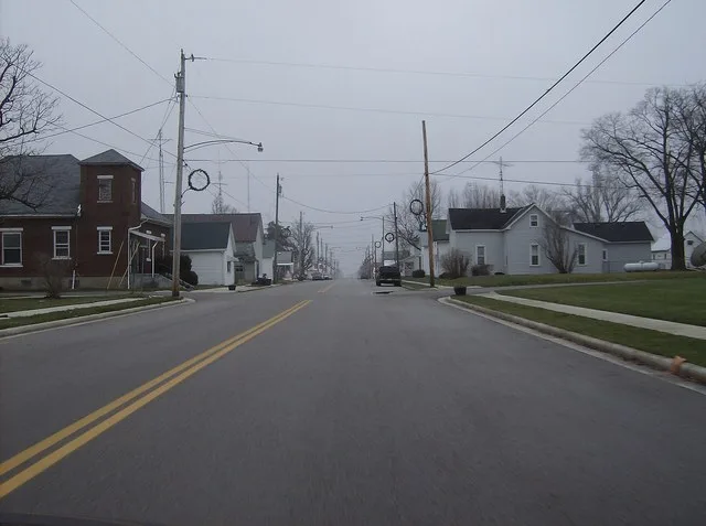 Along Main Street ( State Route 705 ) in western New Weston , a village in northern Darke County , Ohio , United States .