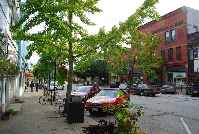 Downtown Oberlin, Ohio, USA in the fall of 2009.