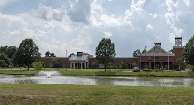The Obetz Administrative Offices houses both the Administrative Offices (Mayors office) and the Police Station. Taken in early July. License plate of unknown individual intentiona...
