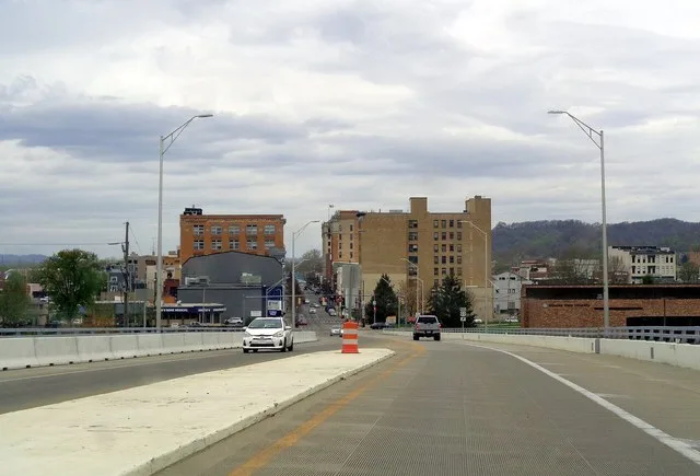 Downtown Portsmouth, looking north from U.S. Grant Bridge