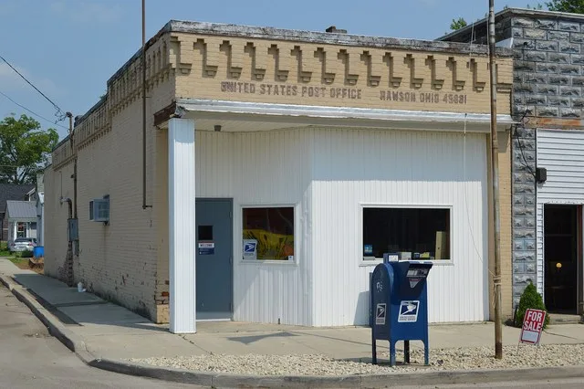 Front of the Rawson post office, located at 101 S. Main Street in Rawson , Ohio , United States .