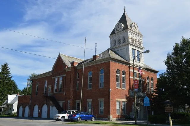Northern side and front of the Richwood Opera House and Town Hall, located on the southeastern corner of the junction of Franklin ( State Route 37 ) and Bomford Streets in Richwoo...
