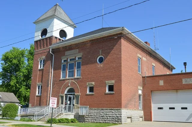 Front and eastern side of the Risingsun village hall, located at 420 Main Street in Risingsun , Ohio , United States .