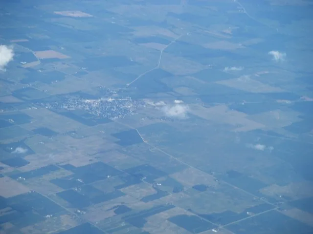 A view of Sabina, Ohio taken from an airplane