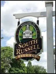South Russel Village city line entrance sign