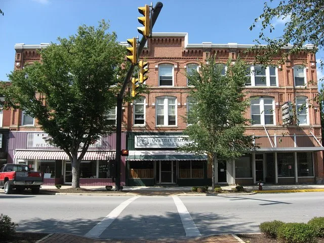 Front of The Fountain Hotel , located at 100-110 W. Spring Street (State Routes 29 / 66 ) in downtown St. Marys , Ohio , United States . Built in 1889, the hotel (now a restaurant...