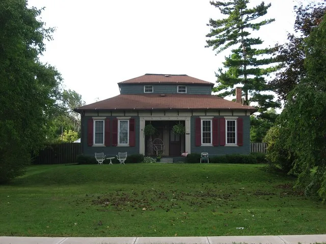 Front of the Monitor House , located at 375 W. Main Street ( U.S. Route 36 ) in western St. Paris , Ohio , United States . Built in 1860, it is listed on the National Register of...
