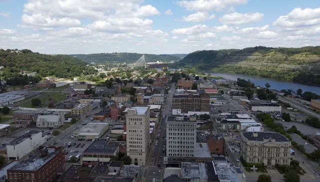 Skyline of Steubenville, Ohio 2022, focus on downtown Steubenville