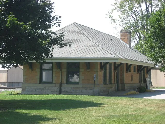 Front of the Stryker Depot , located along N. Depot Street in Stryker , Ohio , United States . Built in 1900, it is listed on the National Register of Historic Places .