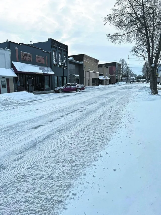 Main Street in Swanton, Ohio after 12 inches of snow.