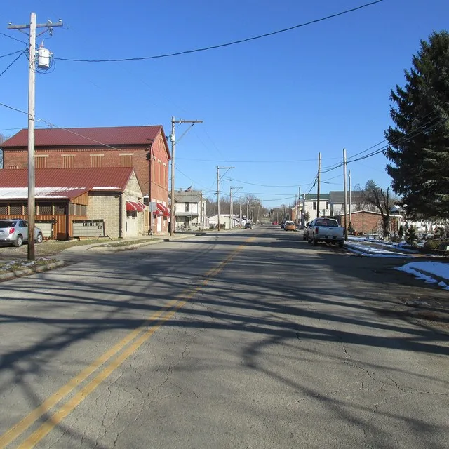 Looking east on Main Street in Tarlton, Ohio.
