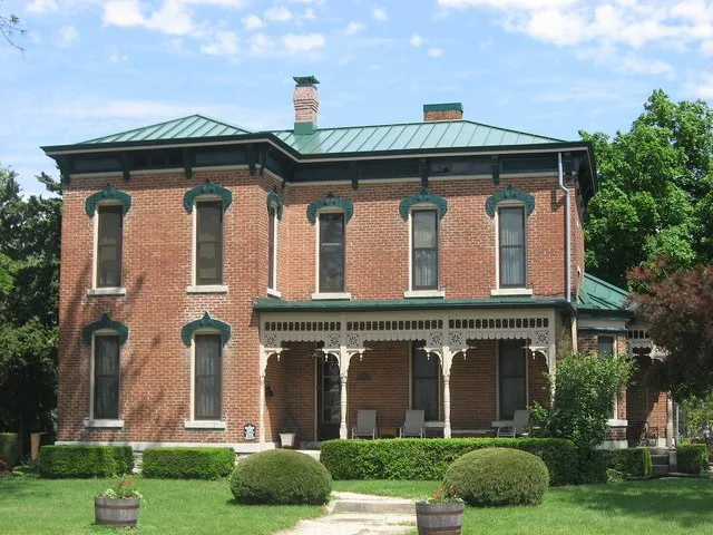 Front of the Lambert-Parent House , located at 631 E. Elm Street ( State Route 47 ) in Union City , Ohio , United States . Built in 1881, it is listed on the National Register of...