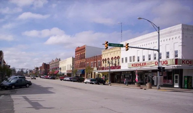 A view of downtown Upper Sandusky, Ohio on North Sandusky Avenue.