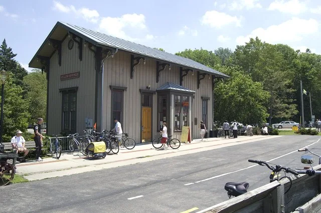 The Little Miami Scenic Trail ( Greene County Corridor) at Yellow Springs Station in Yellow Springs, Ohio .