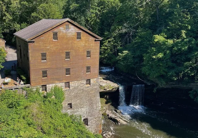 A view of Lanterman's Mill and Lanterman's Falls in Mill Creek Park in Youngstown, Ohio