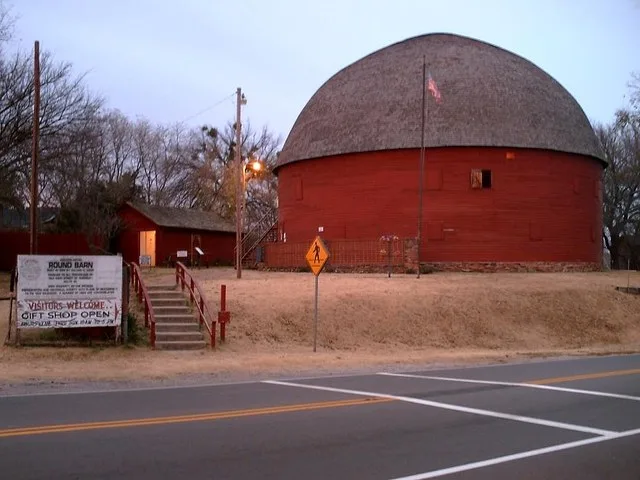 The Arcadia Round Barn is a site on the National Register of Historic Places and is located in Arcadia on Route 66 . This photo was taken on the south side of Route 66 looking nor...