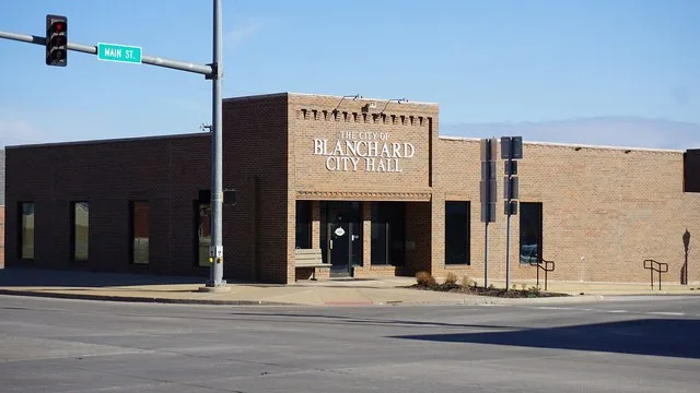 Image taken from across the street of Blanchard city hall on March 14, 2023.