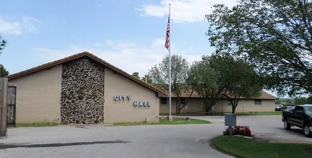 Choctaw City Hall, located at 2500 N. Choctaw Rd., Choctaw, OK. The building was originally built by the Bethel Church of Choctaw.