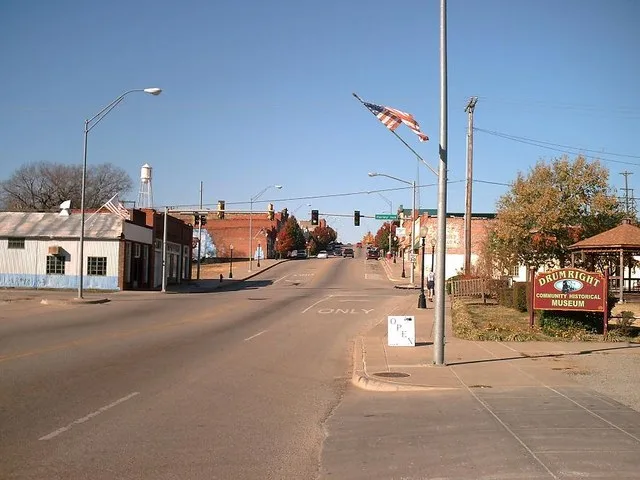 Downtown Drumright from the parking lot of the Drumright Community Historical Museum . Photo taken November 5 .