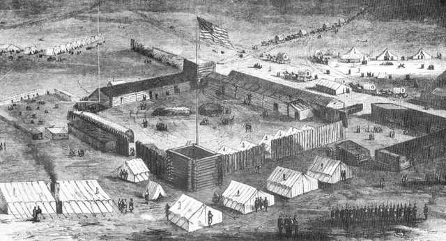 Camp Supply (now Fort Supply ) Stockade, February 1869. Harper’s Weekly