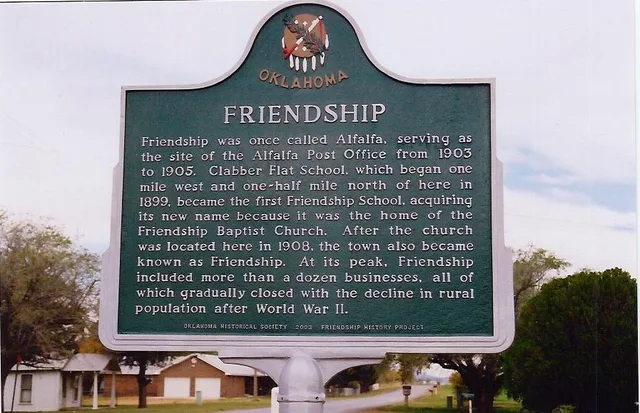 Historical Marker for Town of Friendship, Oklahoma