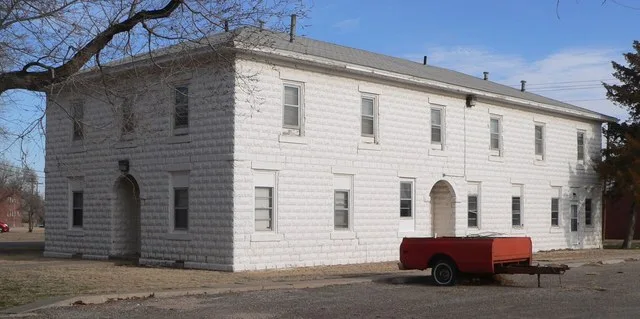 Franklin Hall, located at the east corner of Sewell Street and College Avenue in Goodwell, Oklahoma . View is from the south. (The long axis of the building parallels Sewell, whic...