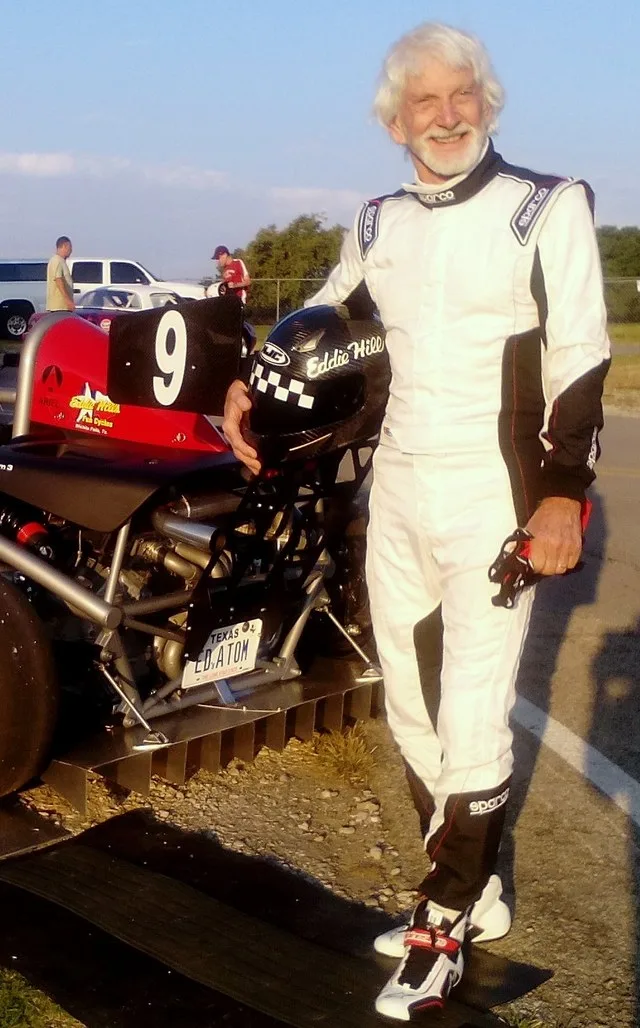 Eddie and Ercie Hill racing their Ariel Atom at the road races at Hallett Motor Raceway in late 2015. Starting with his first trophy won with a Cushman motorscooter in 1949, and m...
