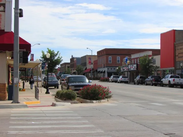 Photo of downtown Kingfisher, OK from September 2014.