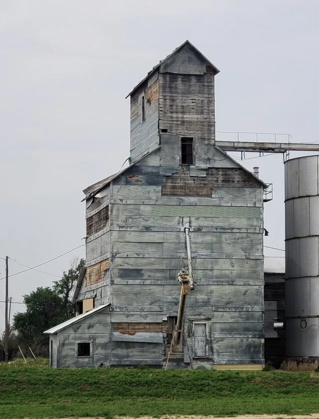 Knowles Grain Elevator in Knowles, Oklahoma. Listed on the National Register of Historic Places.