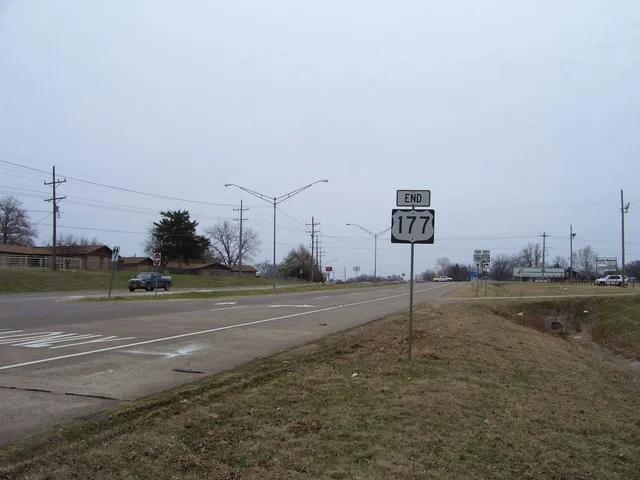 The southern terminus of U.S. Route 177 near Madill .