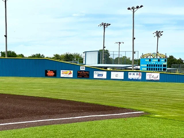 Athletic field at the Oktaha OK school complex in May 2025
