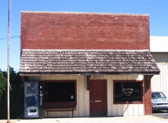 Town Hall viewed from Main Street, Quapaw, Oklahoma .