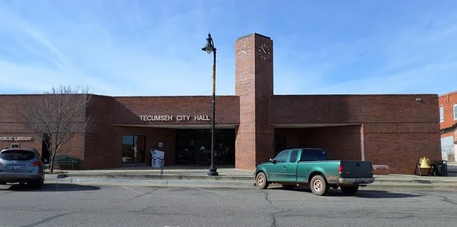 Tecumseh City Hall, located at 114 N Broadway St, Tecumseh, OK.