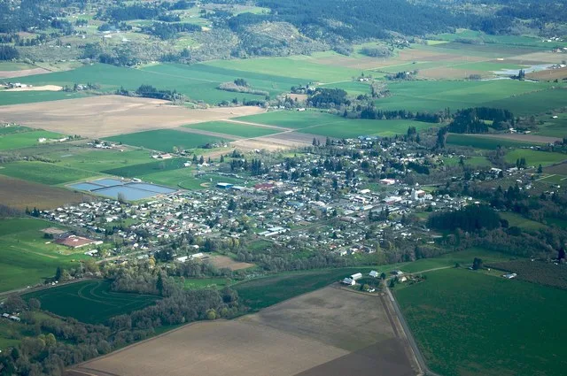Aerial photograph of Amity, Oregon