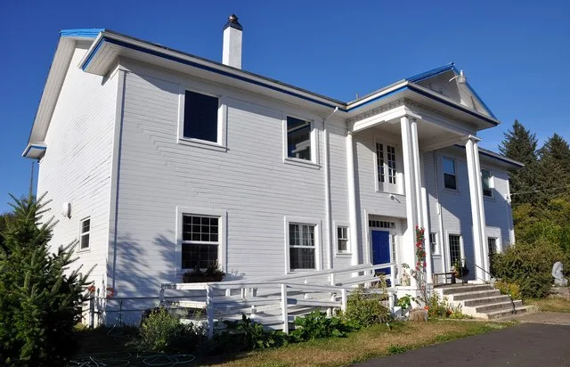 Bay City Arts Center in Bay City, Oregon, United States. Looking northwest from A Street.