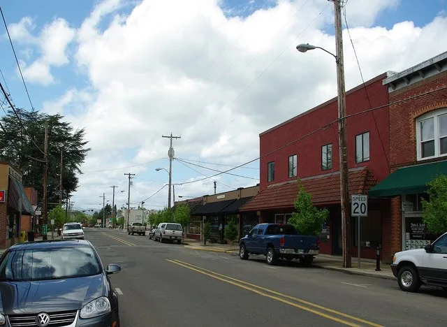 Main Street/Or Route 47 in w:Carlton, Oregon , USA