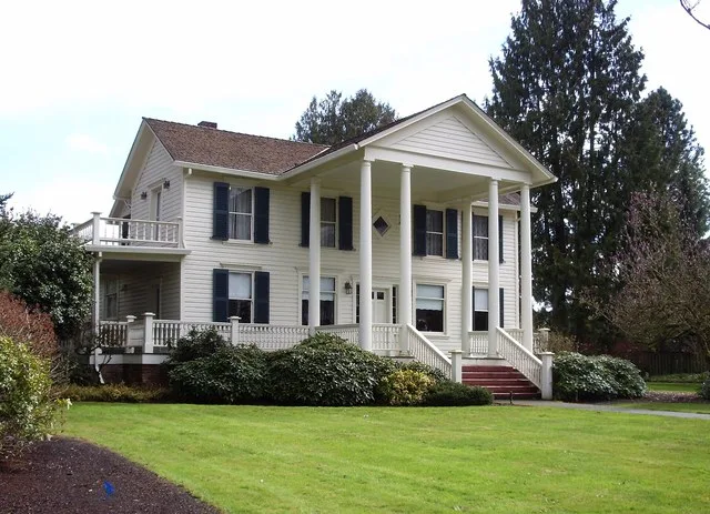 View of Palmer House in Dayton, Oregon from corner of front yard.