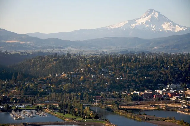 Aerial view of Hood River, Oregon , USA