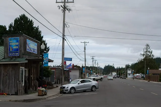 A view north on South Eighth Street in Lakeside, Oregon