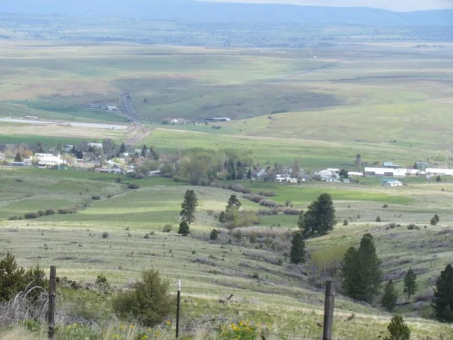 Houses in Long Creek, a small city in Grant County, Oregon, United States