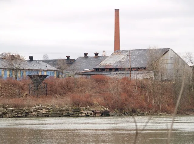 Old Factory Smokestack & Hopper Across The Allegheny