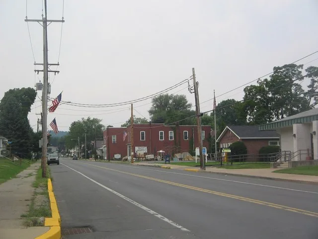 Looking west on Central Avenue from the Fire Station in Avis, Pennsylvania, USA.