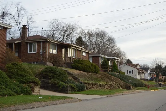 Houses on the eastern side of the 200 block of Berry Street in Baden , Pennsylvania , United States .