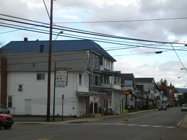 View north on PA 487 in the borough of Benton in Columbia County, Pennsylvania, USA.