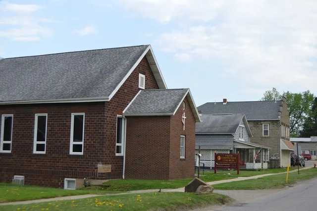 A collection of buildings on the eastern side of Main Street ( Pennsylvania Route 268 ) north of Firehouse Drive in Bruin , Pennsylvania , United States .